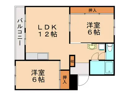 ヴィラナリー中間I 4号棟(2LDK/3階)の間取り写真