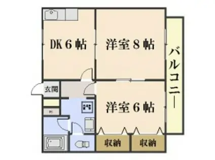 センティアム楷(2DK/1階)の間取り写真