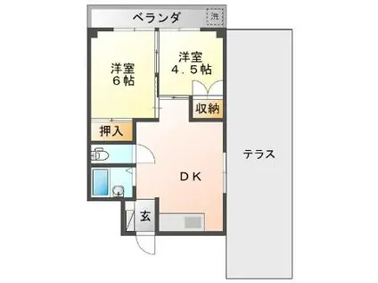 柴又通コーポビアネーズ(2LDK/6階)の間取り写真