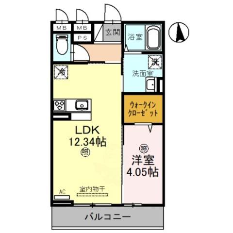 ウエスト ポート(1LDK/1階)の間取り写真