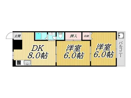 阪山ハイツA棟(2DK/3階)の間取り写真