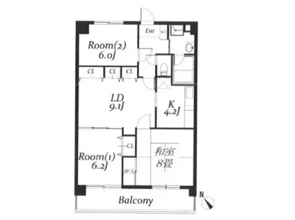 ガーデンスクエア北坂戸(3LDK/1階)の間取り写真