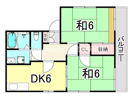 フレグランス北園田(2DK/2階)の間取り写真
