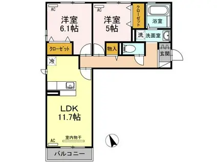 D-ROOMノトス(2LDK/2階)の間取り写真