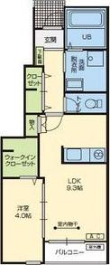 グランデ ブリリア(1LDK/1階)の間取り写真