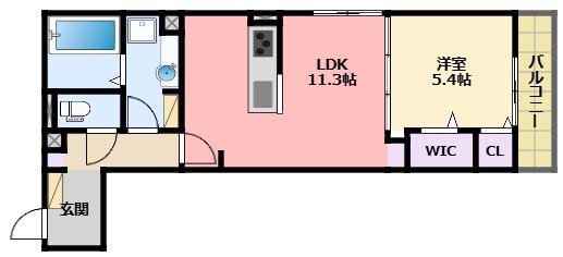 ル トレフル(1LDK/1階)の間取り写真