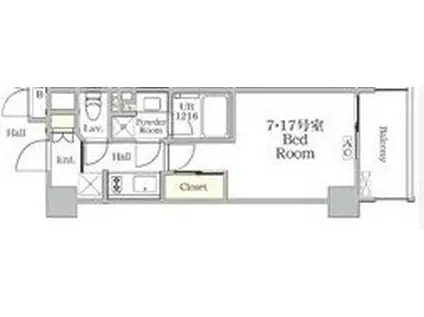 THE MUTUAL江坂(1K/9階)の間取り写真