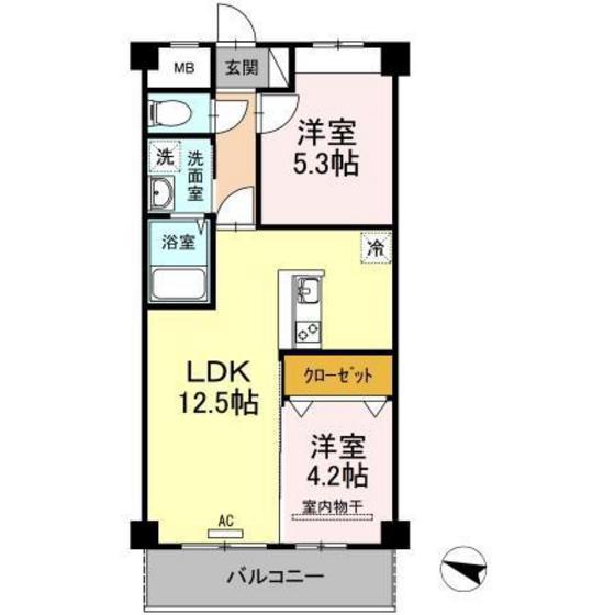 OTO寺家駅前(2LDK/4階)の間取り写真