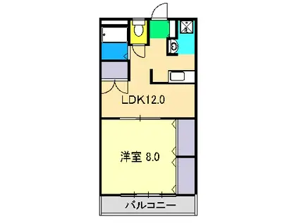 フィール岡豊II(1LDK/2階)の間取り写真