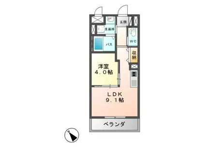 ロワゾ ドゥ ボヌール(1LDK/2階)の間取り写真