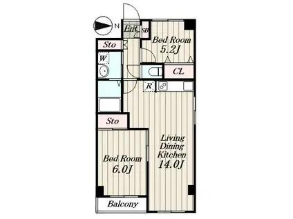 リッシェル平和台(2LDK/2階)の間取り写真
