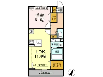 SKY COURT(1LDK/3階)の間取り写真