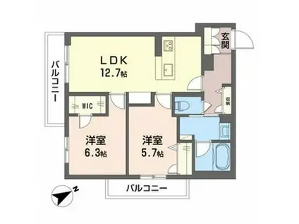 シャーメゾン ラフテル(2LDK/3階)の間取り写真