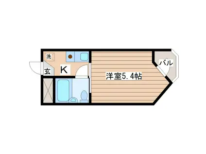 仙台堤町ロングビーチマンション(1K/2階)の間取り写真
