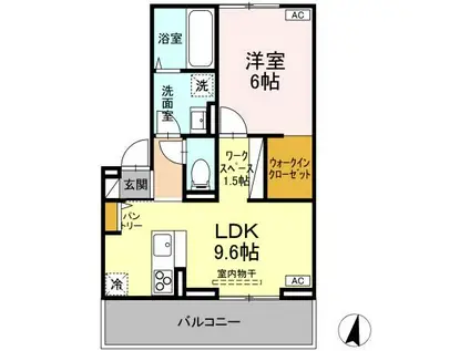 オーガスタ(1LDK/2階)の間取り写真