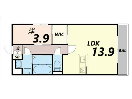 山陽電鉄本線 山陽姫路駅 徒歩3分 5階建 築6年(1LDK/3階)の間取り写真