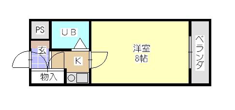 メゾン鶴里(1K/4階)の間取り写真