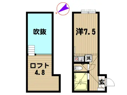 ジーエータウン川崎小倉(ワンルーム/2階)の間取り写真