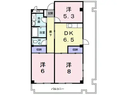 マロード月輪(3DK/4階)の間取り写真