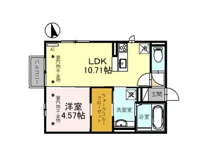 アルカサール加賀(1LDK/1階)の間取り写真