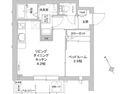 カーサグランデ本八幡(1LDK/3階)の間取り写真