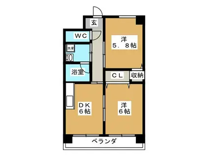 スクエア瑞江(2DK/5階)の間取り写真