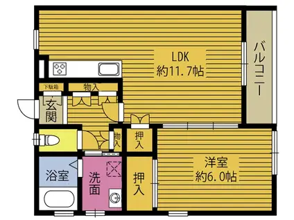 メゾンさくら(1LDK/2階)の間取り写真