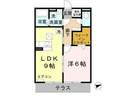 ラフレシール A棟(1LDK/1階)の間取り写真