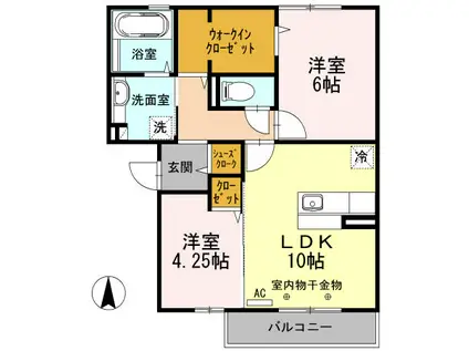 エスペランスI(2LDK/2階)の間取り写真