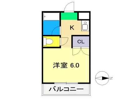 サニーパレス朝倉(1K/4階)の間取り写真