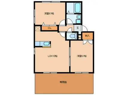 オアゼ二色I番館(2LDK/1階)の間取り写真