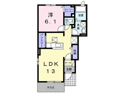 アルファ・ムスカェ(1LDK/1階)の間取り写真