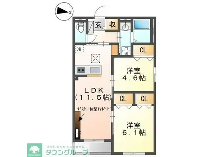 東武野田線 藤の牛島駅 徒歩1分 3階建 築1年(2LDK/3階)の間取り写真