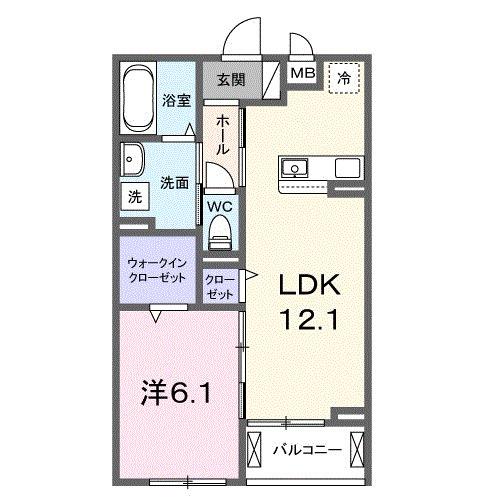ベルフローラ(1LDK/2階)の間取り写真