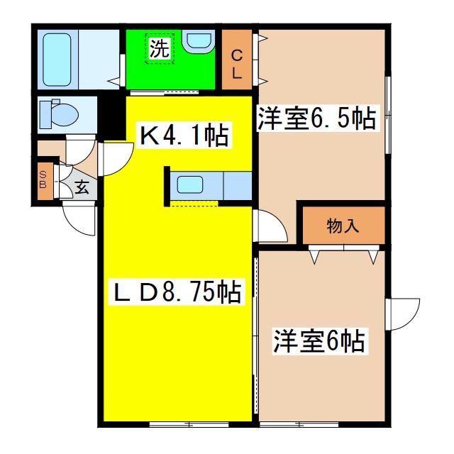 プランドール昭和(2LDK/2階)の間取り写真