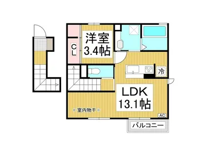 レーヴ ヤマコー(1LDK/2階)の間取り写真