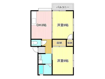 ヒルストーン(2DK/1階)の間取り写真