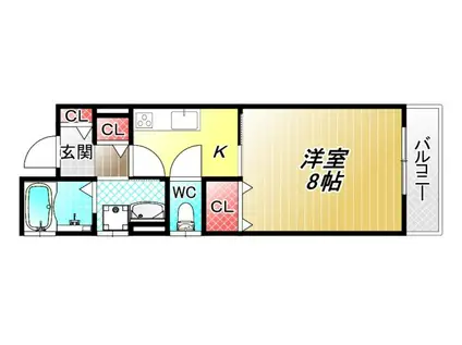 クリエオーレ近江堂(1K/1階)の間取り写真