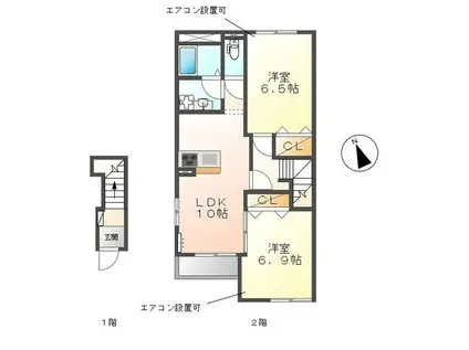 ジュエルウィード(2LDK/2階)の間取り写真