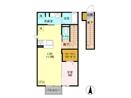 グランドゥ 宇迦(1LDK/2階)の間取り写真