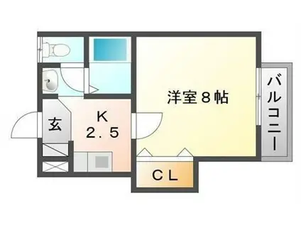 問屋町ハイツ2号館(1K/2階)の間取り写真