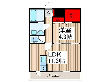 センチュリーヒルズ新鎌ヶ谷(1LDK/1階)の間取り写真