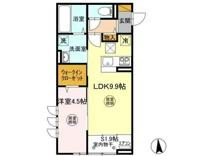 TEMPS CALME(1LDK/1階)の間取り写真