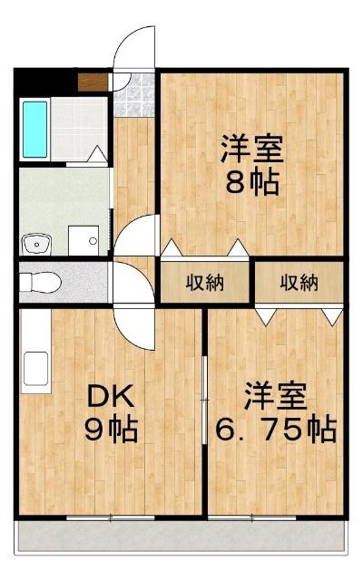 コーポ桃太郎(2DK/2階)の間取り写真
