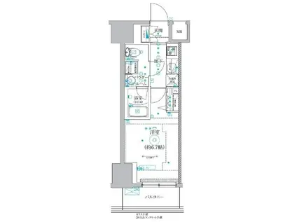 クオリタス品川南(1K/3階)の間取り写真