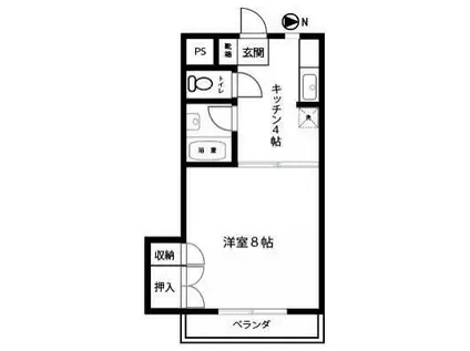 マンション緑(1K/2階)の間取り写真