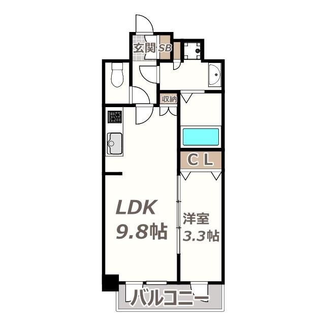 エスリードコート阿倍野昭和町(1LDK/4階)の間取り写真