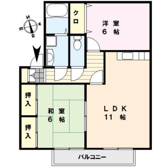 シャルムIV(2LDK/1階)の間取り写真