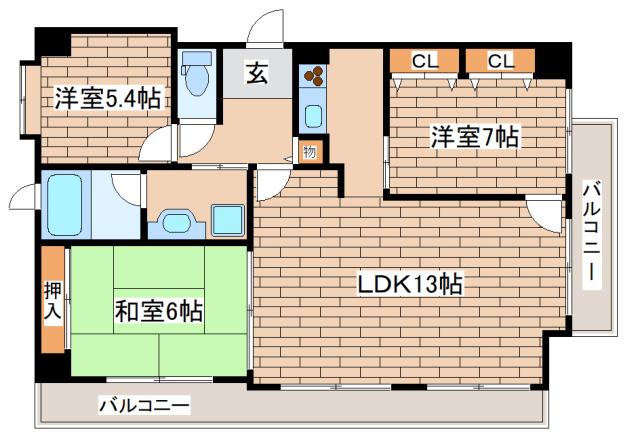 御影クラリティフラット(3LDK/4階)の間取り写真