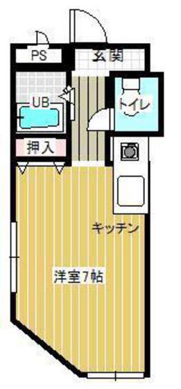 衣笠ビル(ワンルーム/2階)の間取り写真